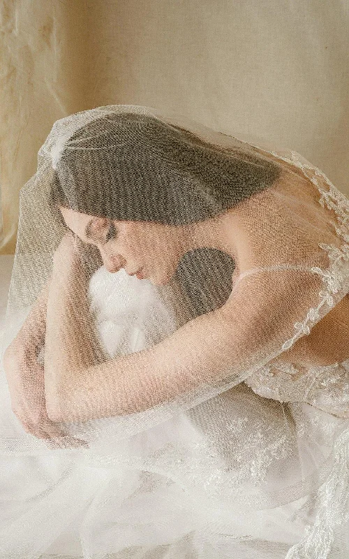 Two Layer Wedding Standard Length Embroidery Veil