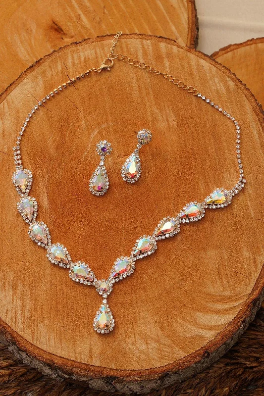 Wedding Rhinestone Necklace Set Bridal Jewelry