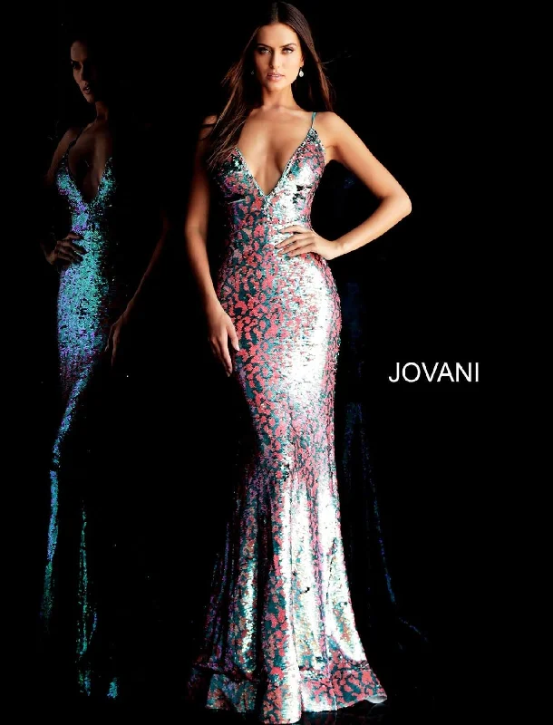 Jovani 67314 Plunging Neck Sequin Long Party Dress Sale