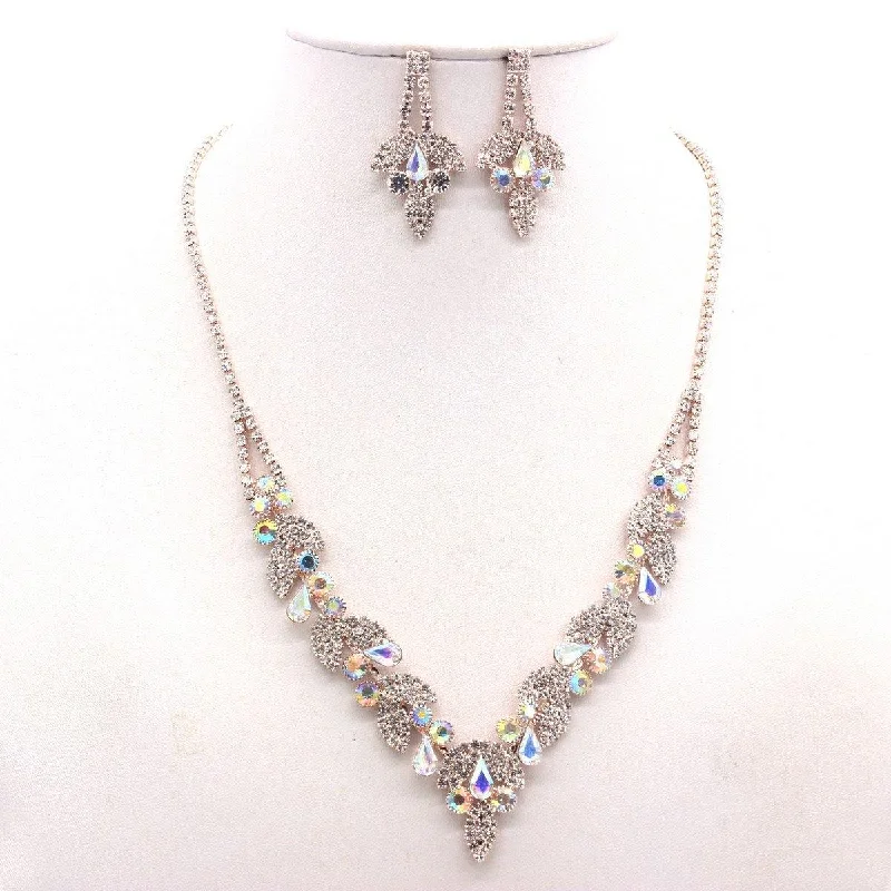 Wedding Crystal Embellished Rhinestone Necklace Set