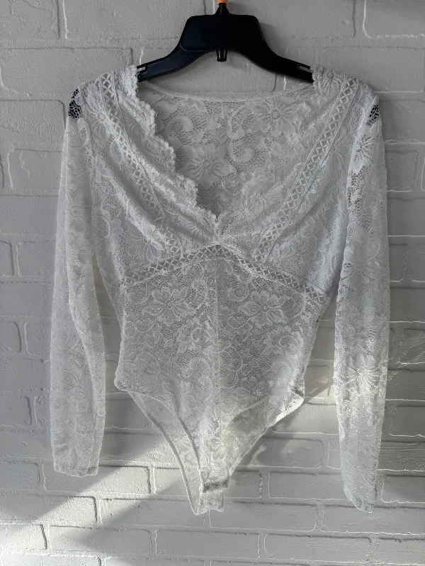 Bodysuit By Clothes Mentor In White, Size: L