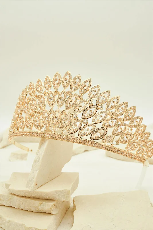 Feather Style Rhinestone Wedding Tiara Crown