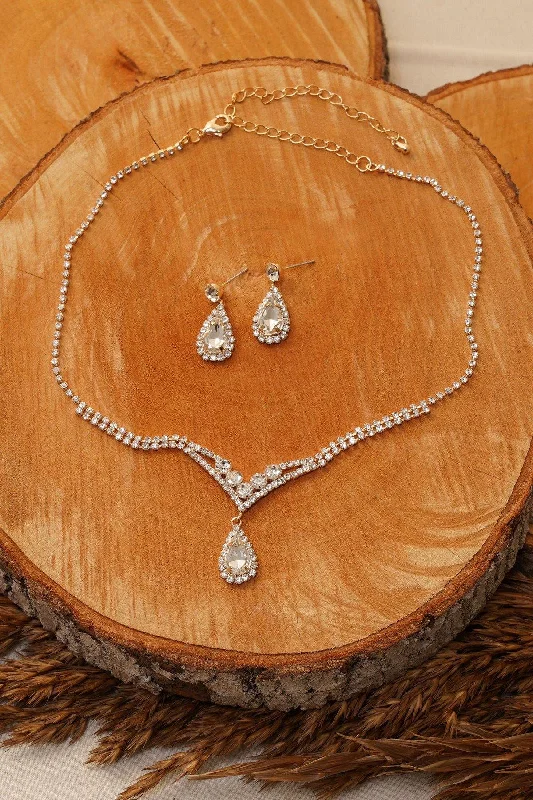 Bridal Rhinestone Necklace Set Wedding Jewelry