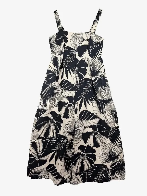 Veronika Maine Monochrome Tropical Leaf Summer Jumpsuit Size 12