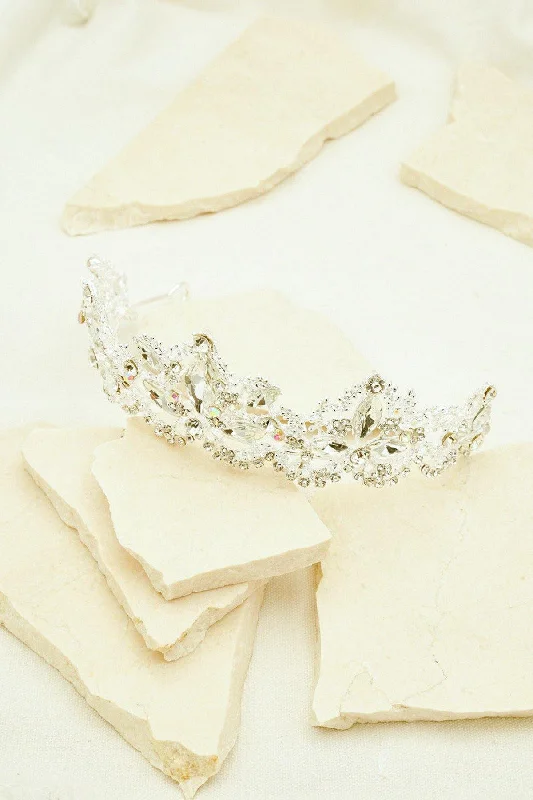 Wedding Crystal Embellish Leaves Tiara Crown