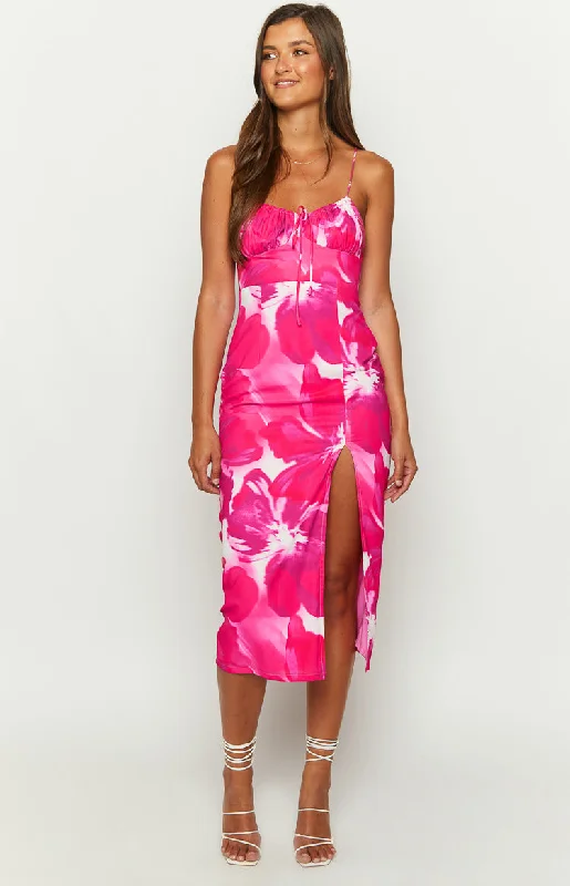 Paloma Pink Print Midi Dress