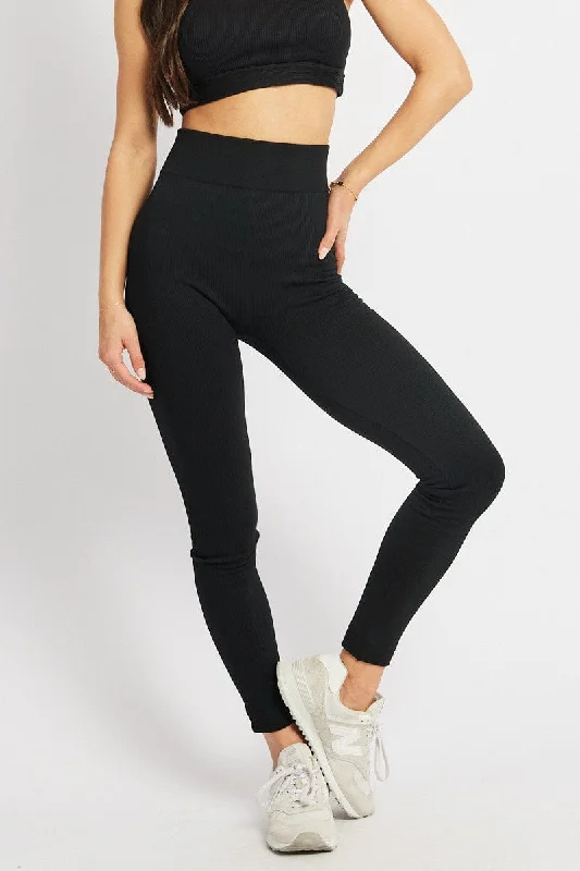 Black Fleece Leggings Seamless