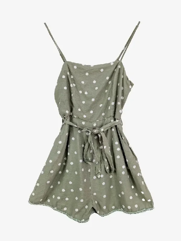 Grace & Co Sage Polka Flowy Jumpsuit Size 10