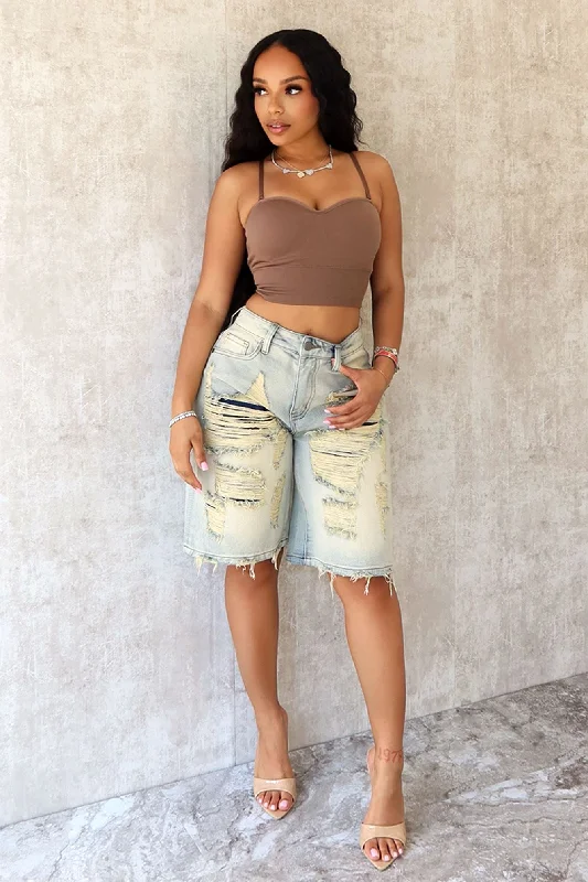 Viveca Distressed Bermuda Shorts