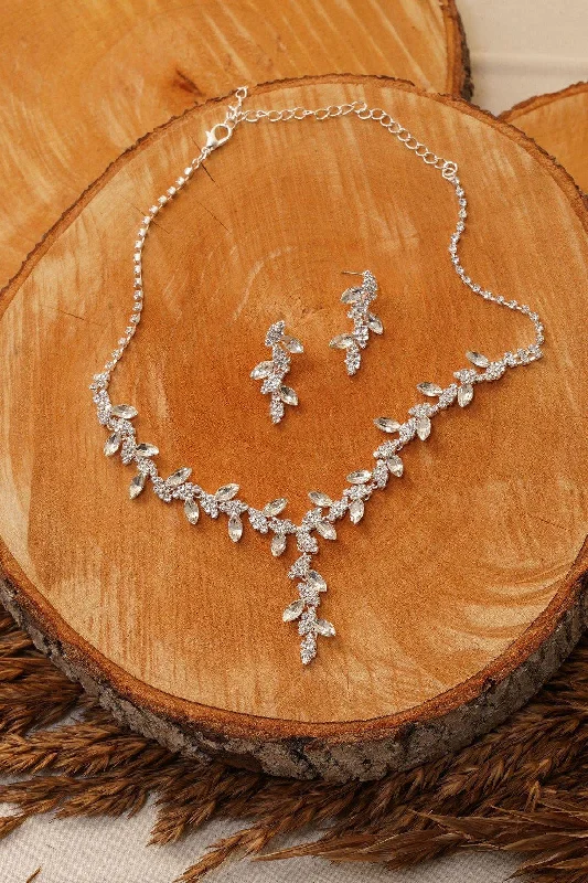 Wedding Simple Rhinestone Design Necklace Set