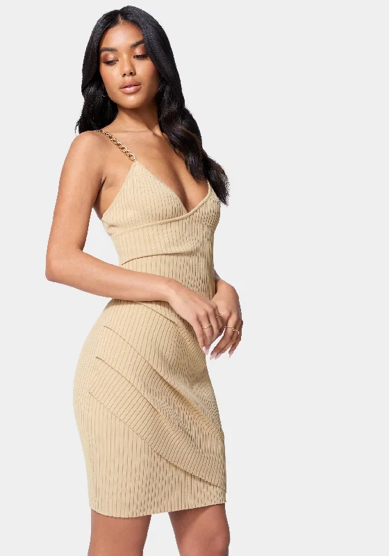 Chain Strap Faux Wrap Dress