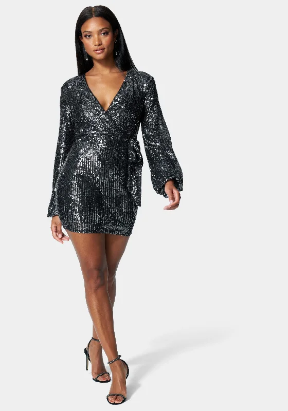 Sequin Tie Front Dress