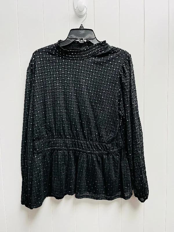 Black Blouse Long Sleeve Cato, Size Xl