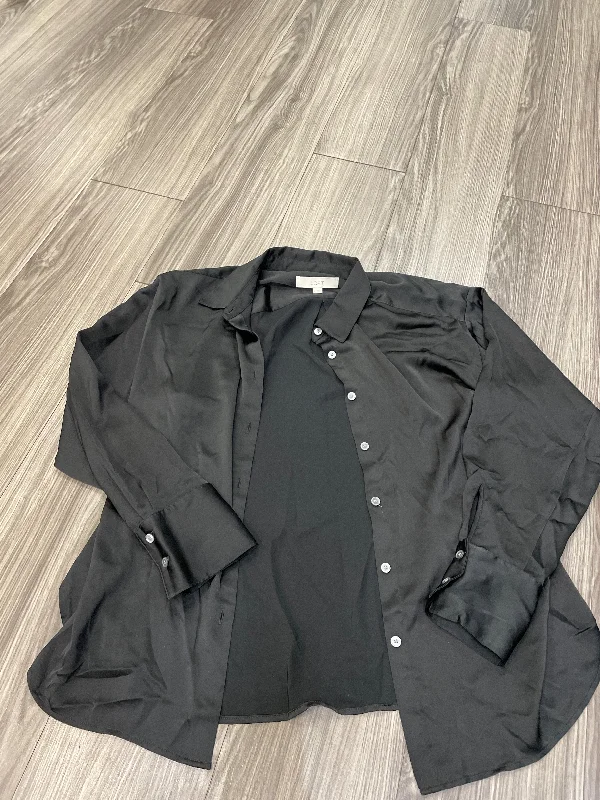 Black Blouse Long Sleeve Loft, Size M