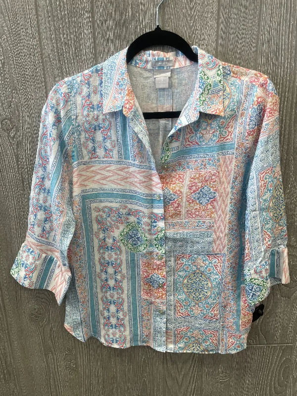 Blouse 3/4 Sleeve By Chicos In Blue, Size: S