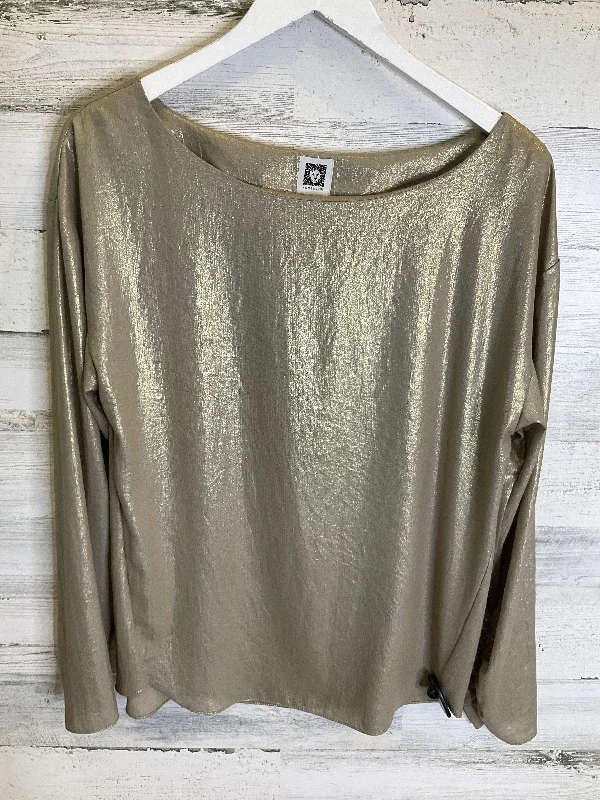 Blouse Long Sleeve By Anne Klein In Gold, Size: M