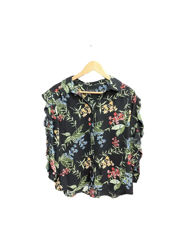 Floral Print Blouse Long Sleeve Investments, Size M