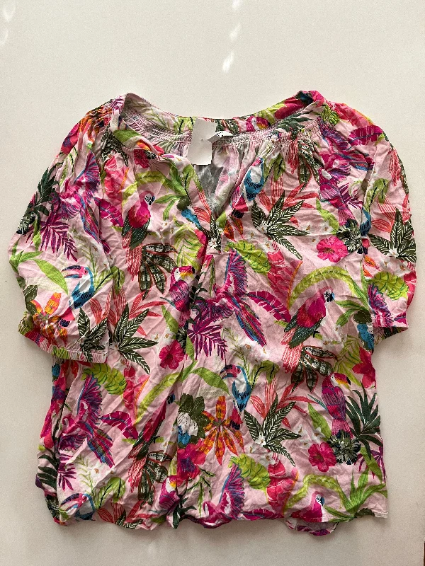 Multi-colored Blouse Short Sleeve Crown And Ivy, Size Xl