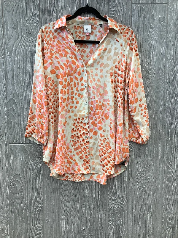 Orange Blouse Long Sleeve Cabi, Size Xs