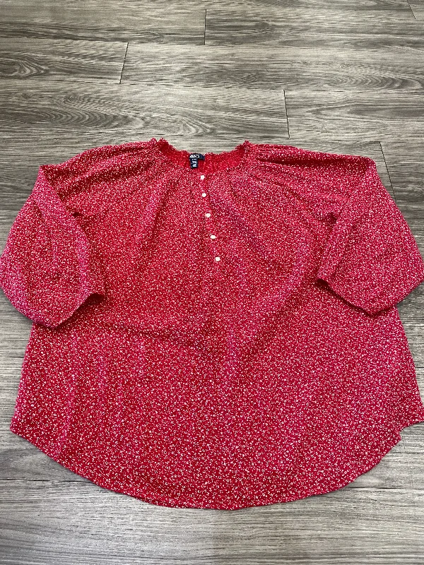 Red Blouse Long Sleeve Chaps, Size S