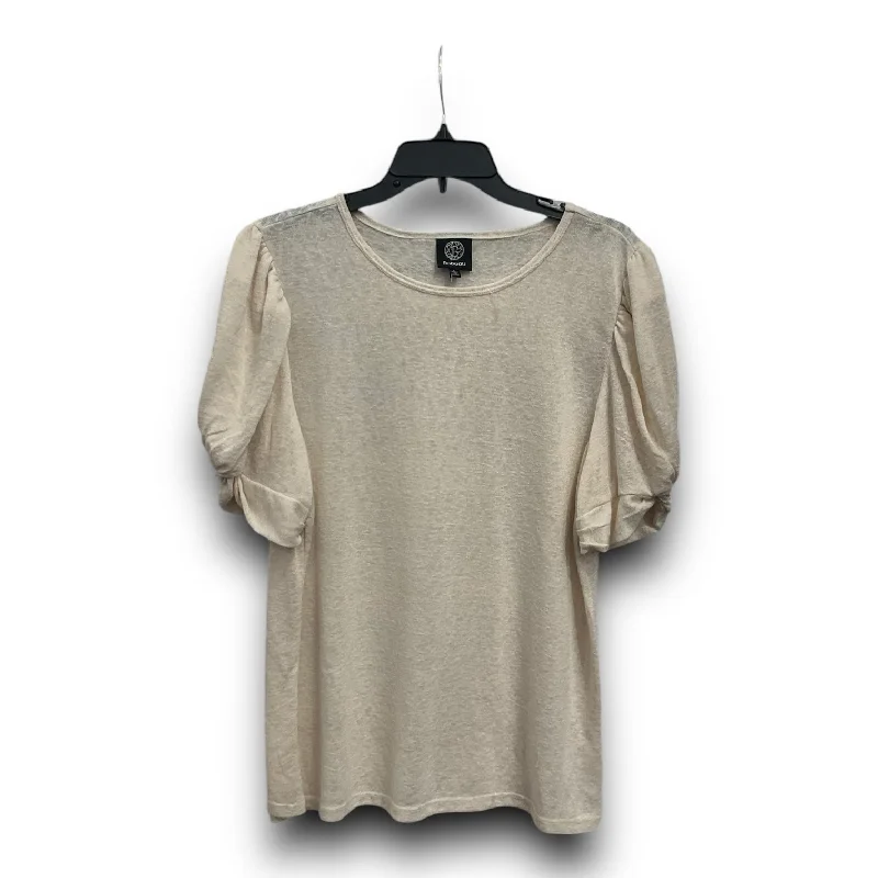 Top Short Sleeve By Bobeau In Cream, Size: L