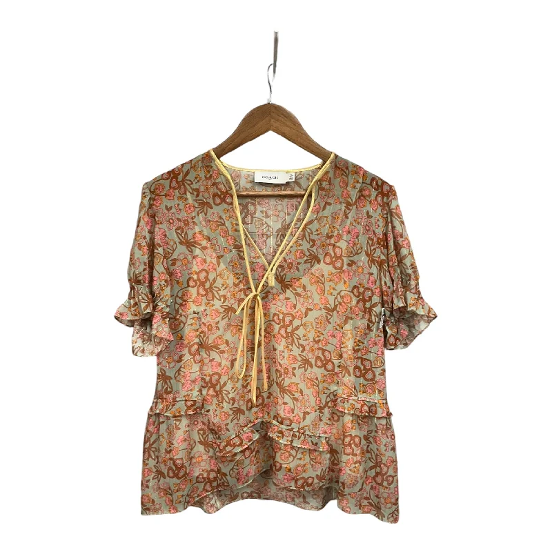 Top Short Sleeve By Coach In Floral Print, Size: M