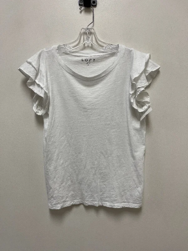 Top Short Sleeve By Loft In White, Size: S