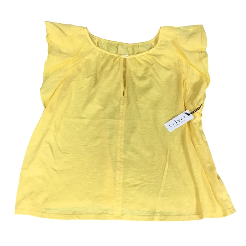 Top Short Sleeve By Velvet By Graham & Spencer In Yellow, Size: L