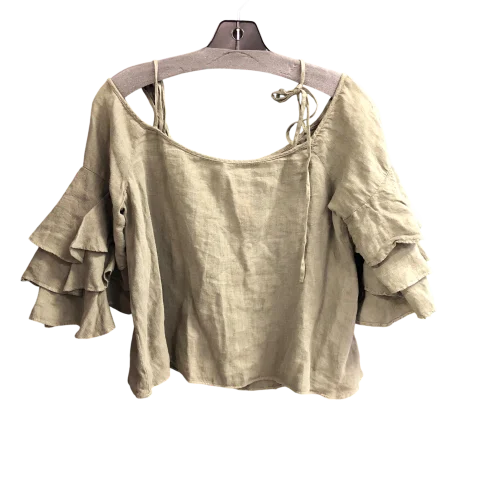 Top Short Sleeve By Zara Basic In Green, Size: M