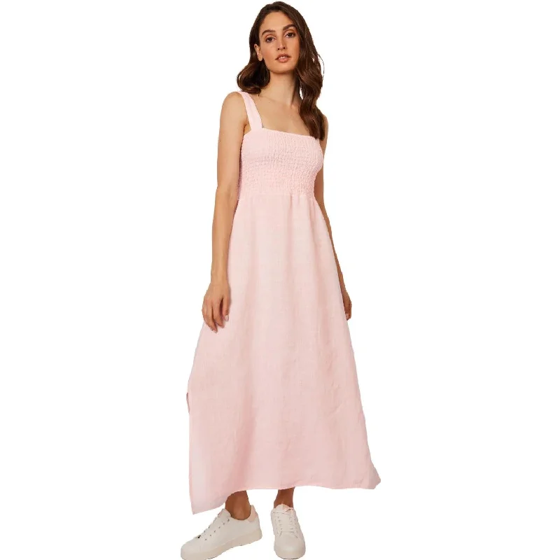 Bunched Top Linen Dress (Petal)