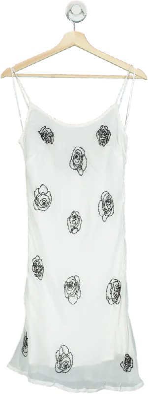 Topshop White Floral Embroidered Slip Dress UK 8