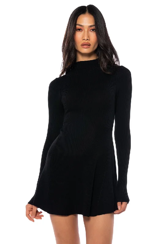 JACIE MOCK COLLAR KNIT MINI DRESS