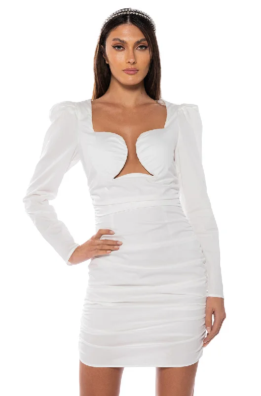 JULITA RUCHED PUFF SLEEVE MINI DRESS