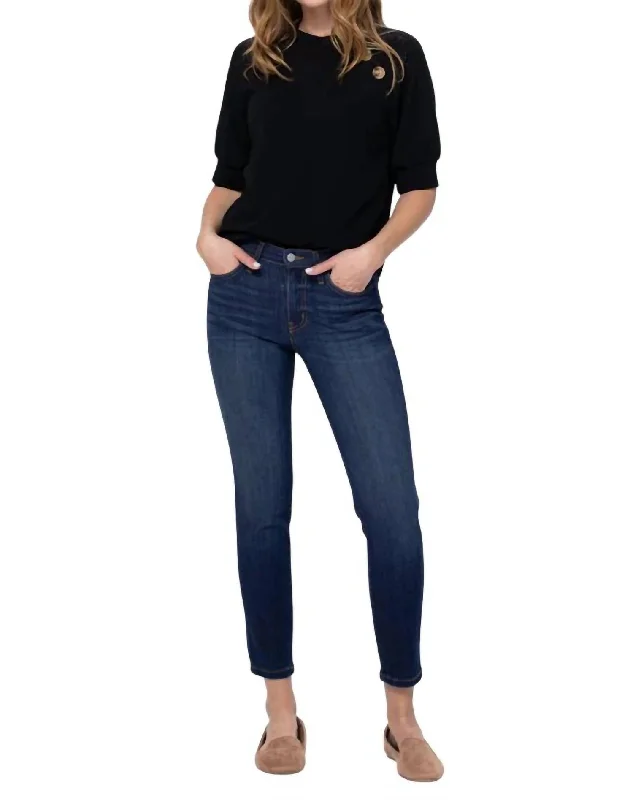 Aurora Mid Rise Skinny Jeans In Dark Denim