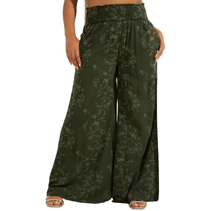 Miya Womens Smocked Wide Leg Palazzo Pants