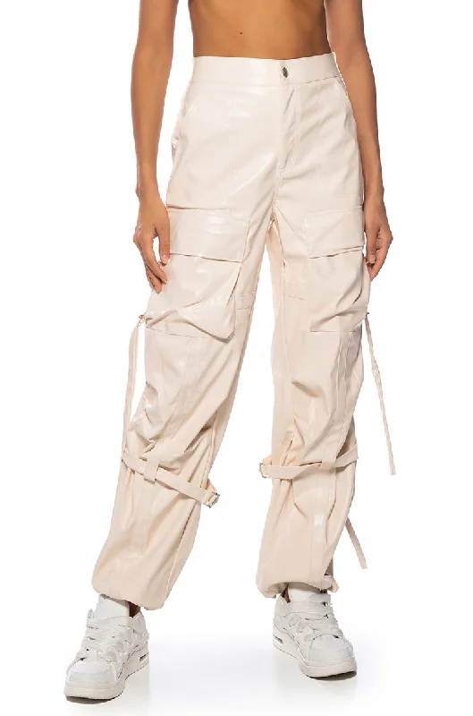 MOVING UP CARGO FAUX LEATHER PANT