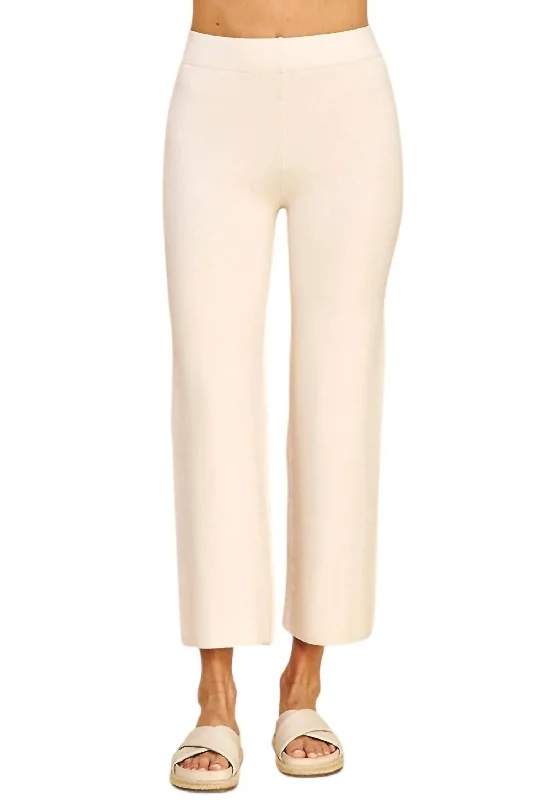 Straight Leg Sweater Pants In Cream