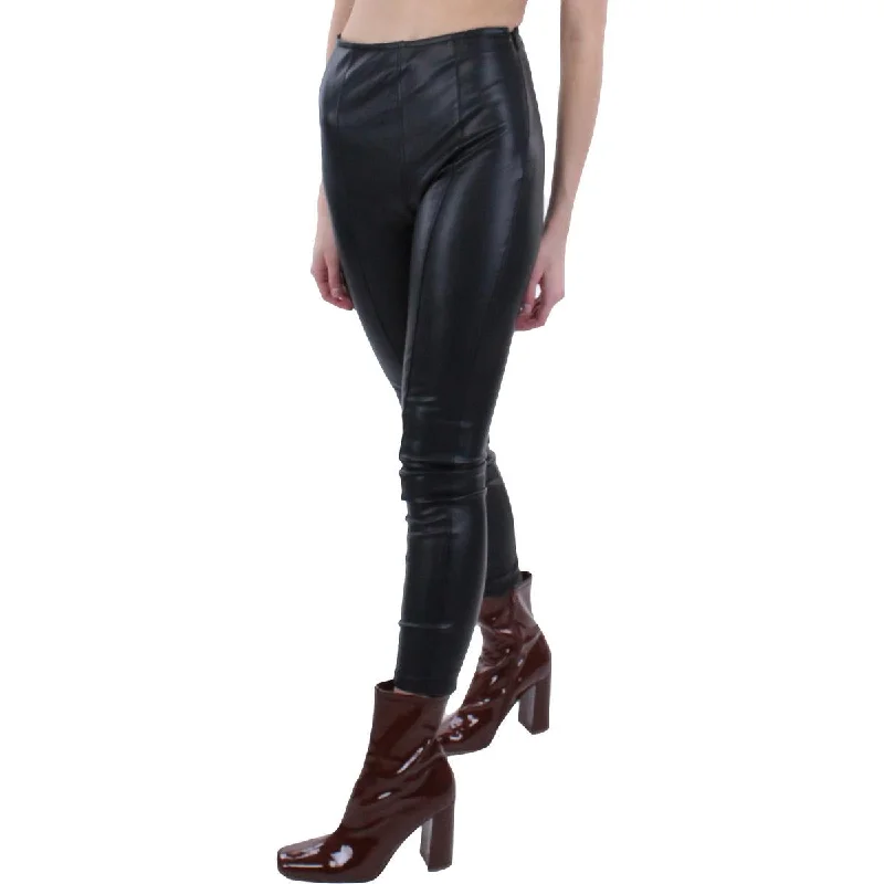 Womens Faux Leather High Waist Skinny Pants