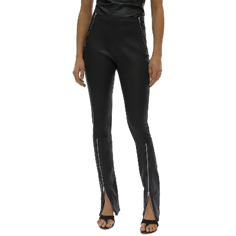 Womens Lamb Leather Zip Dress Pants