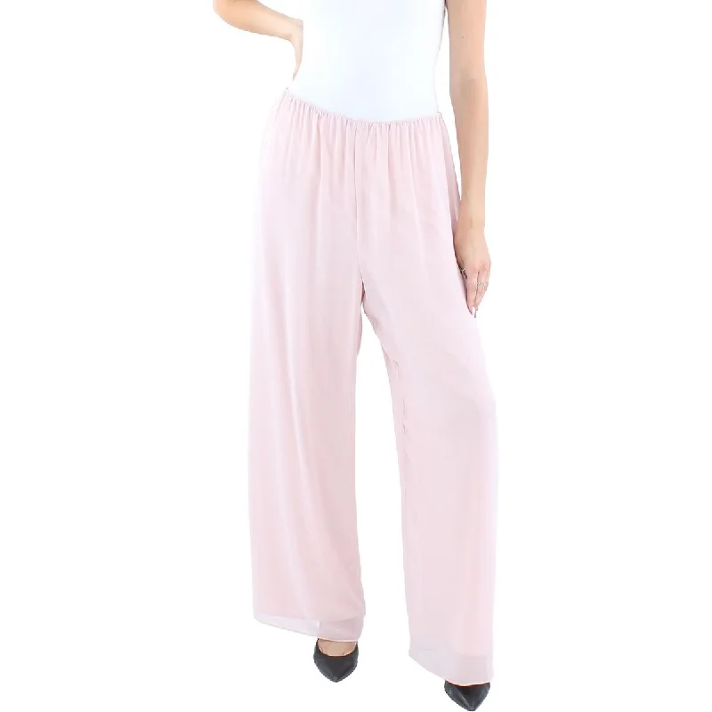 Womens Solid Chiffon Pants