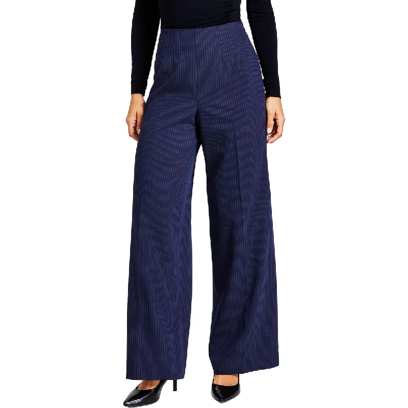 Womens Wide Leg Pin Strip Wide Leg Pants