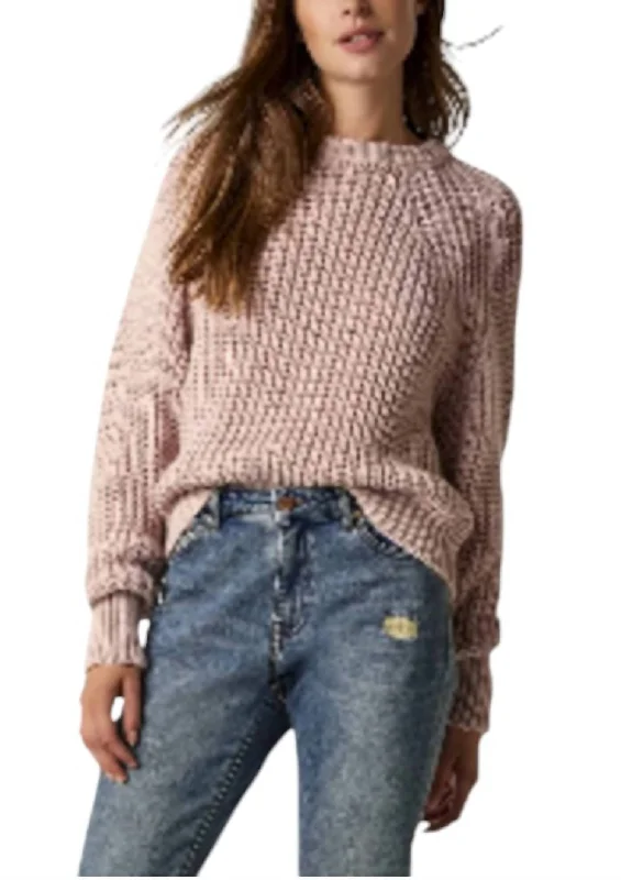 Chunky Wool Blend Sweater In Dusty Rose