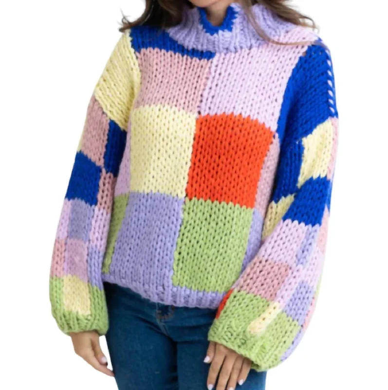 Colorblock Crochet Mock Sweater In Multi Color