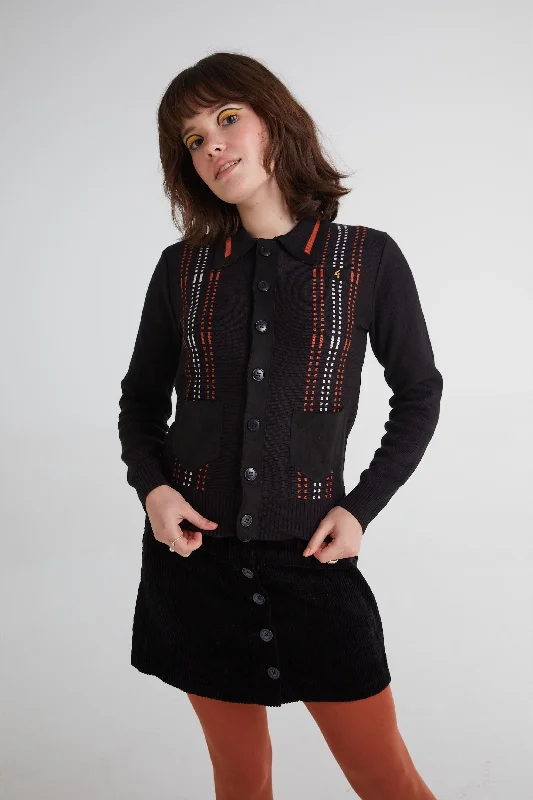 Gabicci Vintage x Modfather Clothing - Women's Exclusive Martha Yardi Cardi Black / Orange - Polo Knit