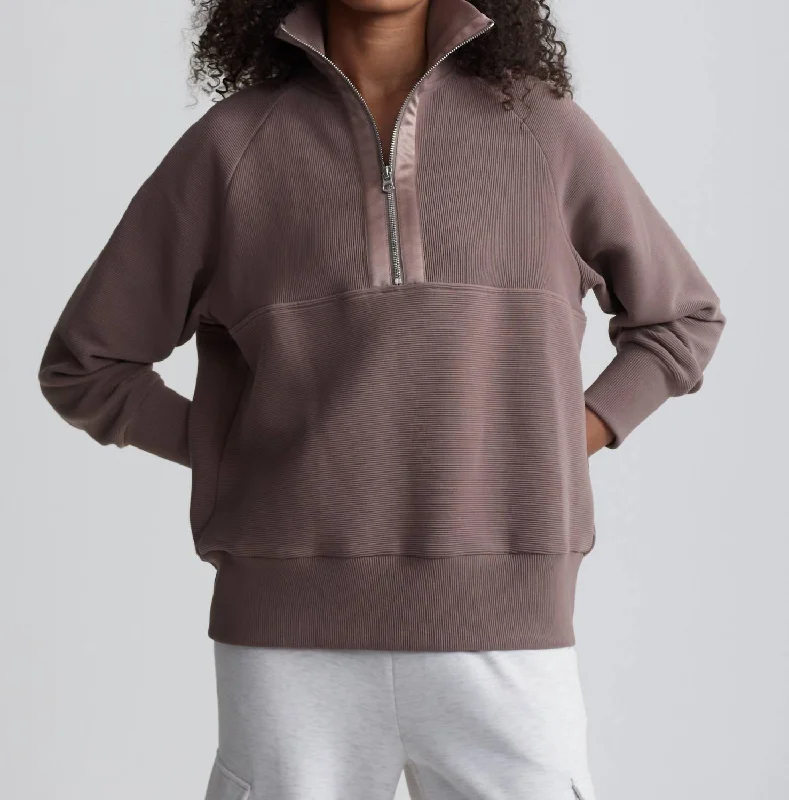 Lismore Half-Zip Sweater In Deep Taupe