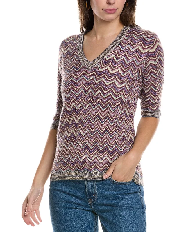 M Missoni Elbow Sleeve Mohair & Wool-Blend Sweater