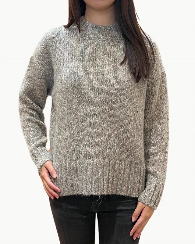 Maral Woman Knit Pullover Sweater In Heather Grey