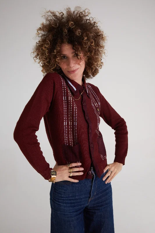 Gabicci Vintage x Modfather Clothing - Women's Exclusive Yardi Cardi Cabernet - Polo Knit