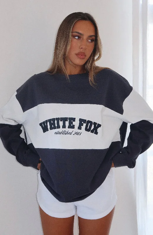 Need You More Long Sleeve Oversized Tee Navy