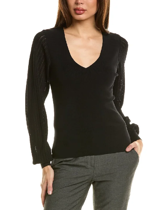 Reiss Lexi Stitch Sleeve V Neck Sweater